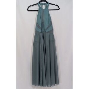 Balera Lyrical Dance Costume Womens MA Sage Green Mesh Halter D11656